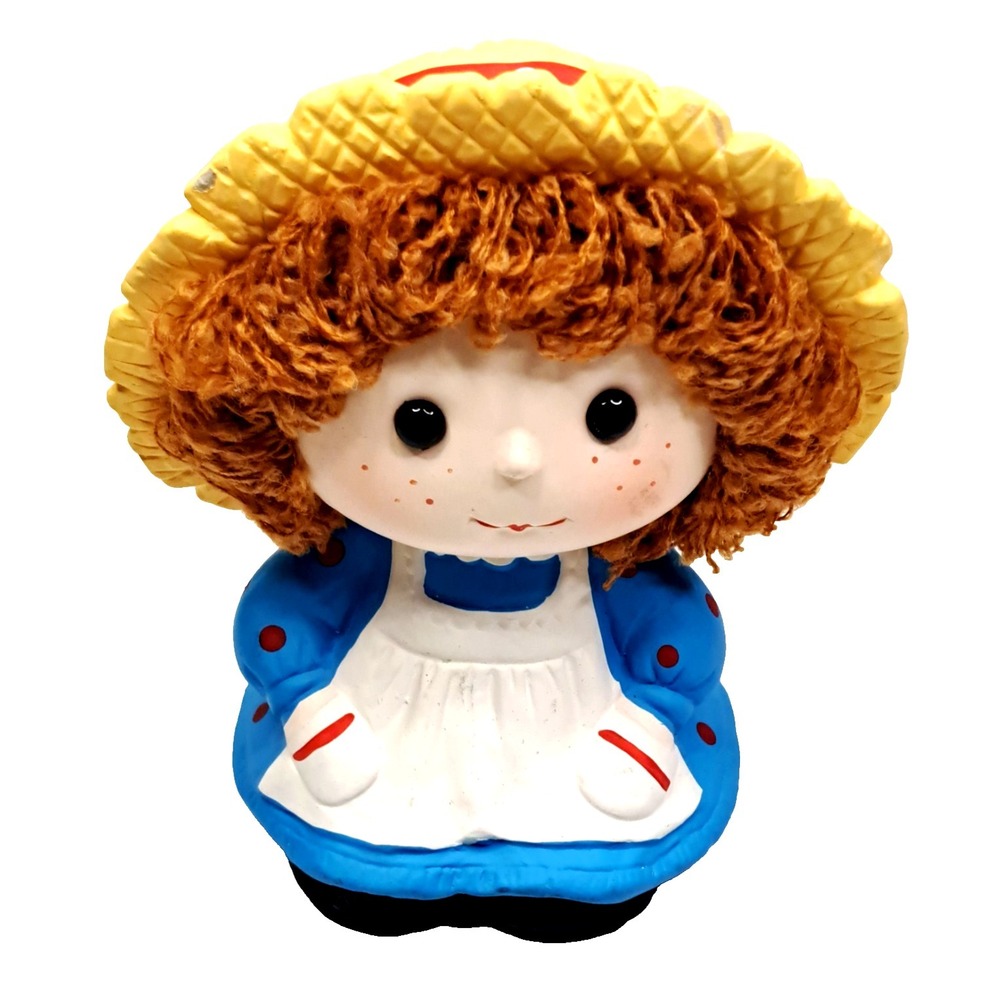 Vintage Chalkware/Ceramic Girl Bank Made in Japan Yarn Hair